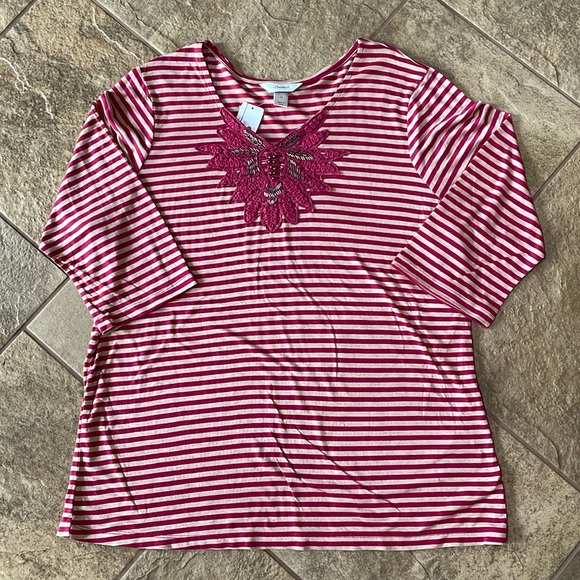 CJ Banks Tops - + CJ BANKS + Striped Ultra Soft Top